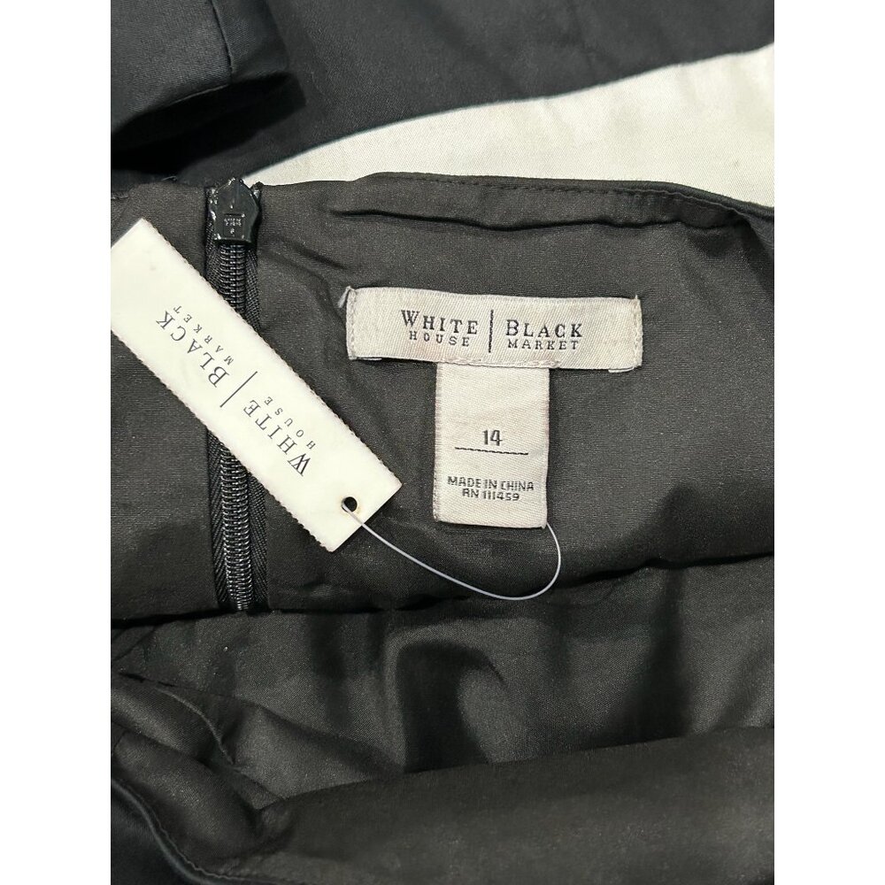 White House Black Market NWT Black White Sleeveless Sheath Dress Size 14 - Picture 5 of 9